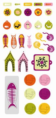 SEI - Kittys Place - Puff Element Stickers  (sold in 3's)